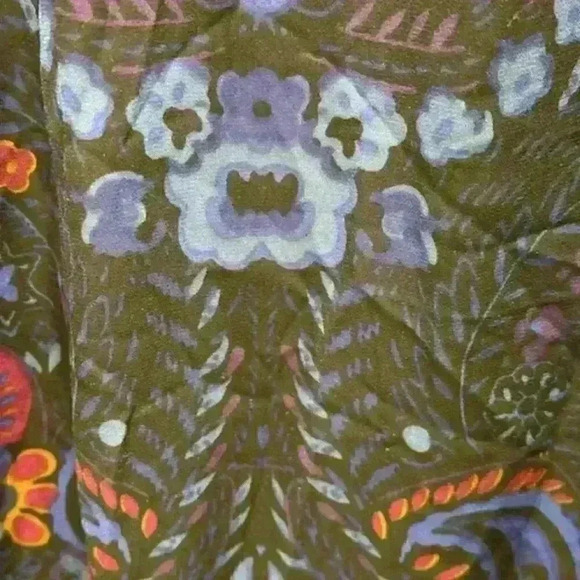 NWT! Loft Paisley Cold Shoulder Ruffle Blouse/Top/Shirt Blue Size Large - Picture 7 of 10